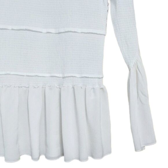 3.1 PHILLIP LIM White Crepe Silk Frill Peplum Top 2 - Picture 10 of 12
